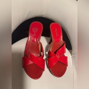 Vintage Qupid Red Strappy Heels
